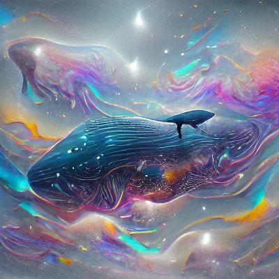 Holographic Whale in Astral Cosmic Illustration
