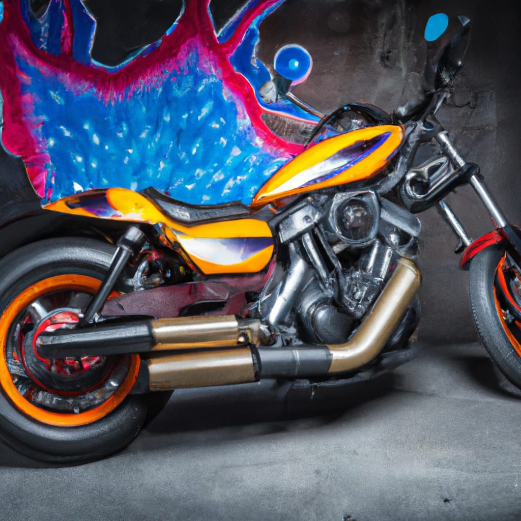 Surreal Motorcycle Portrait with Retro Elements