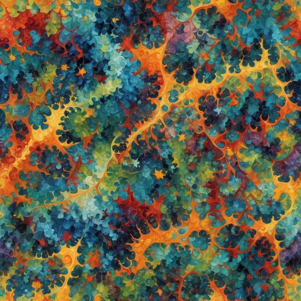 Colorful Mandelbrot Set in Neo-Impressionist Style