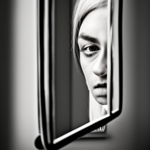 Woman Trapped in a Mirror, Hyperrealistic Detail