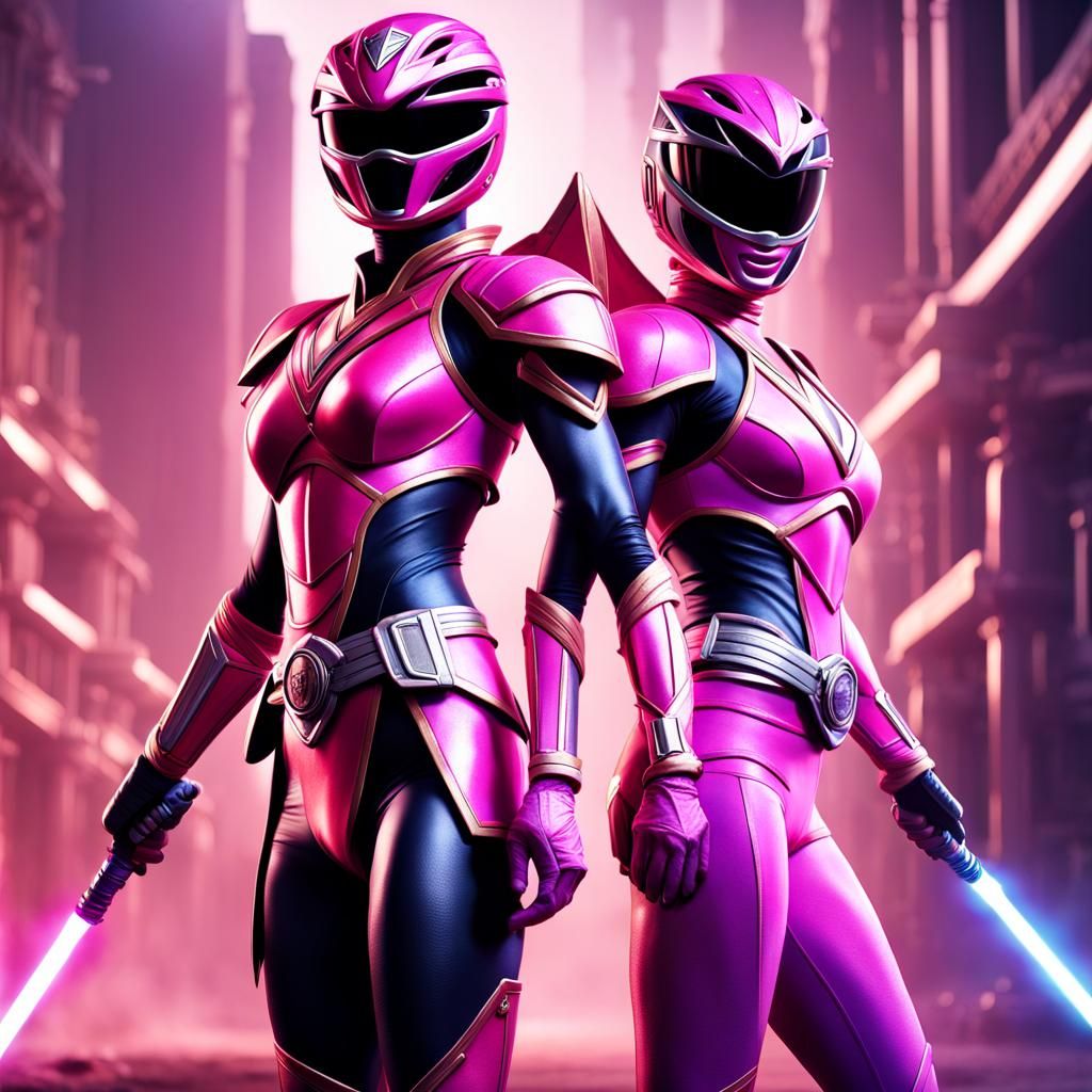 Power Rangers with Lightsabers: Dynamic Fantasy Portrait