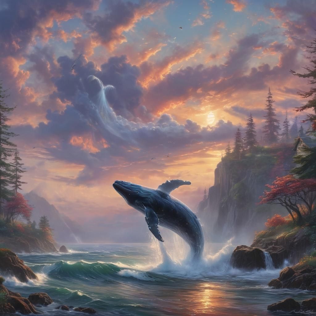 Whale's Descent: An Ethereal Fantasy in Hyperdetail