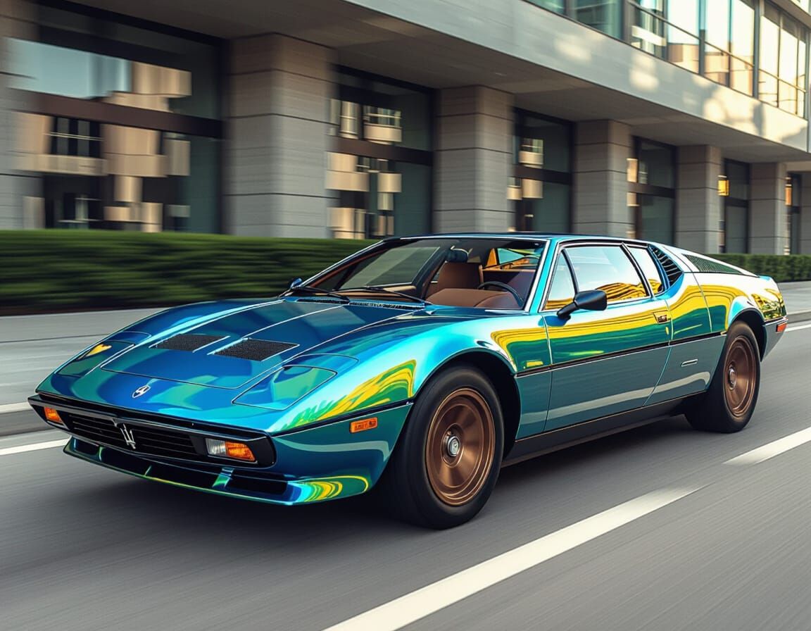 Maserati Merak with Chameleon Paint in Retro-Futuristic Styl...