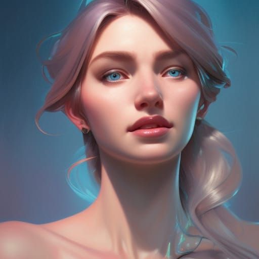 Detailed Portrait of Elsa in Art Nouveau Style