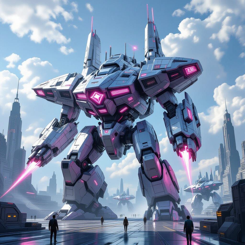 Giant Sci-Fi Mobile Fortress with Pink Energy and Pyxis Embl...