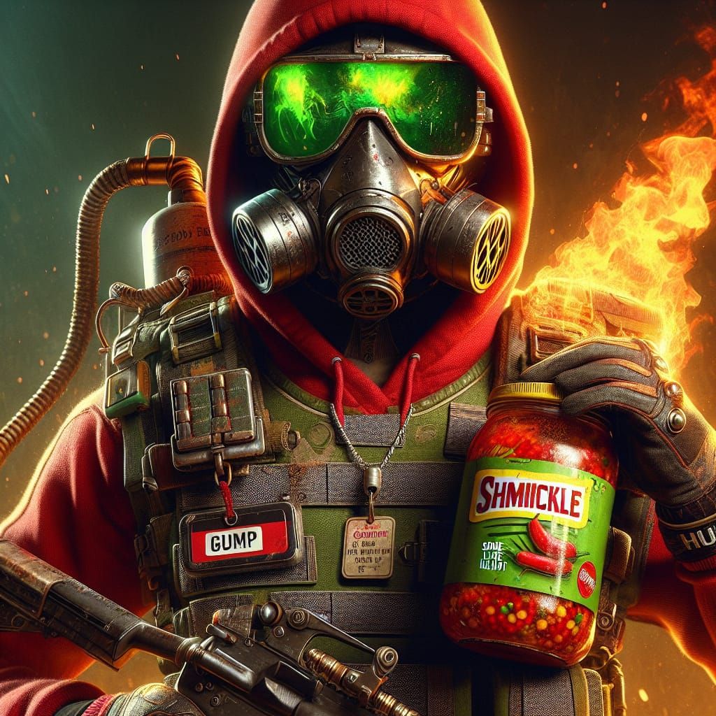 Flamethrower Soldier with Spicy Pickles in Splash Art