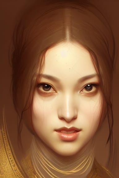 Medieval Asian Woman Portrait in Detailed Concept Art