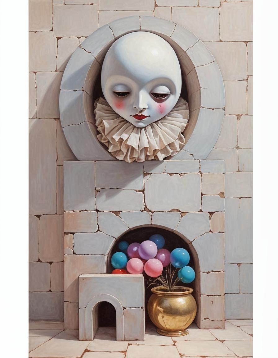 Pierrot's Deep Sleep: A Photorealistic Gothic Dream