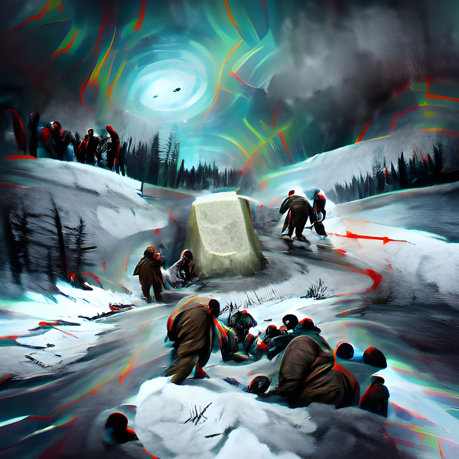 Dyatlov Pass Incident: Detailed Digital Painting