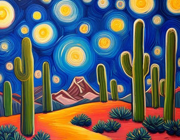 Saguaro Cactus Starry Sky
