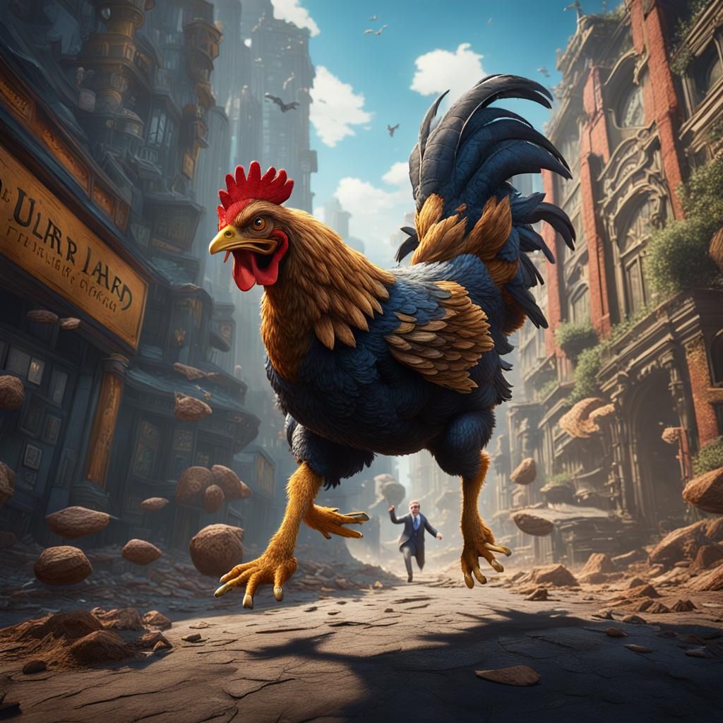 Business Chicken Running From the Big Bad Wolf