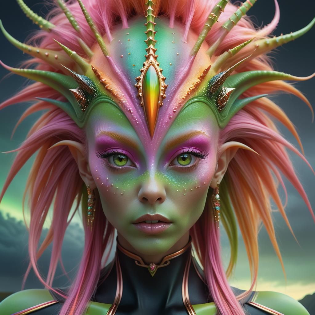 Stunning Portrait of an Alien Woman with Spikes