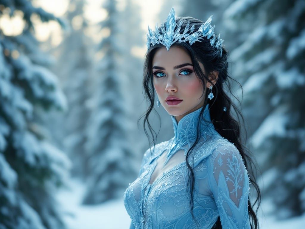 Regal Ice Queen in Frosty Forest Realm
