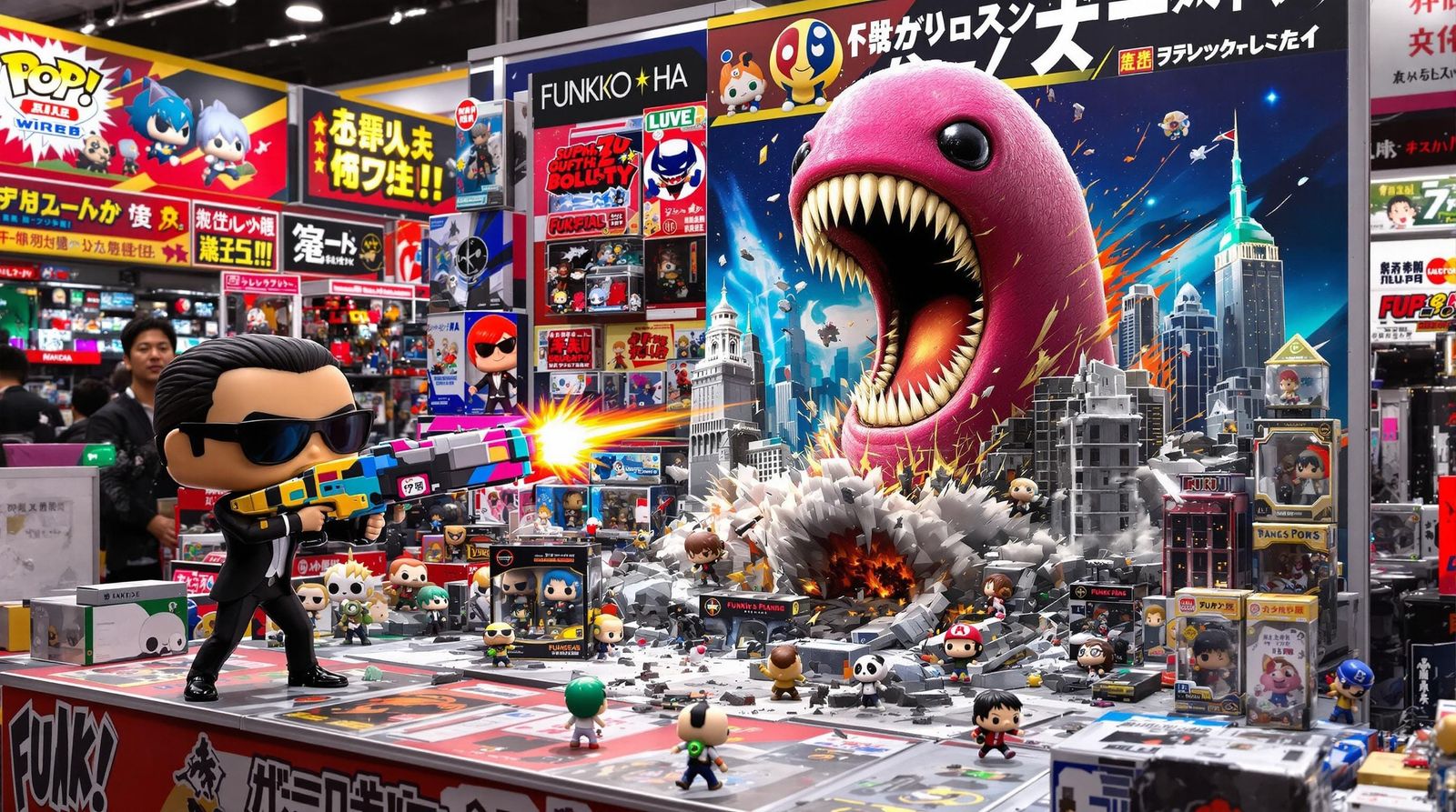 Vibrant Funko Pop Diorama in Anime Style