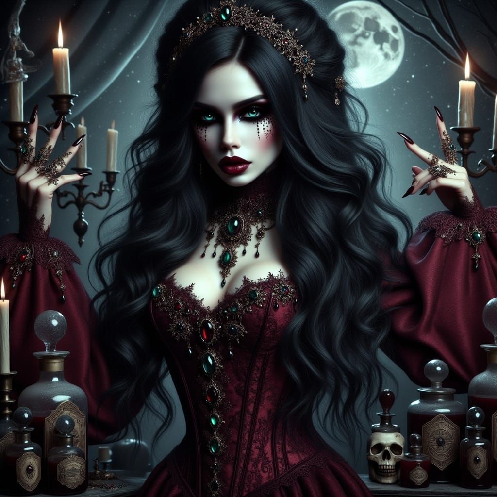 <lora:GhoticSinisterFx:1.0> Bellissima Vampire Goddess , immagine iperrealistica e iperdettagliata, 16k