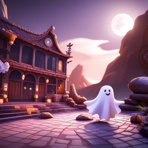 Cute Ghosts in Detailed Matte Painting