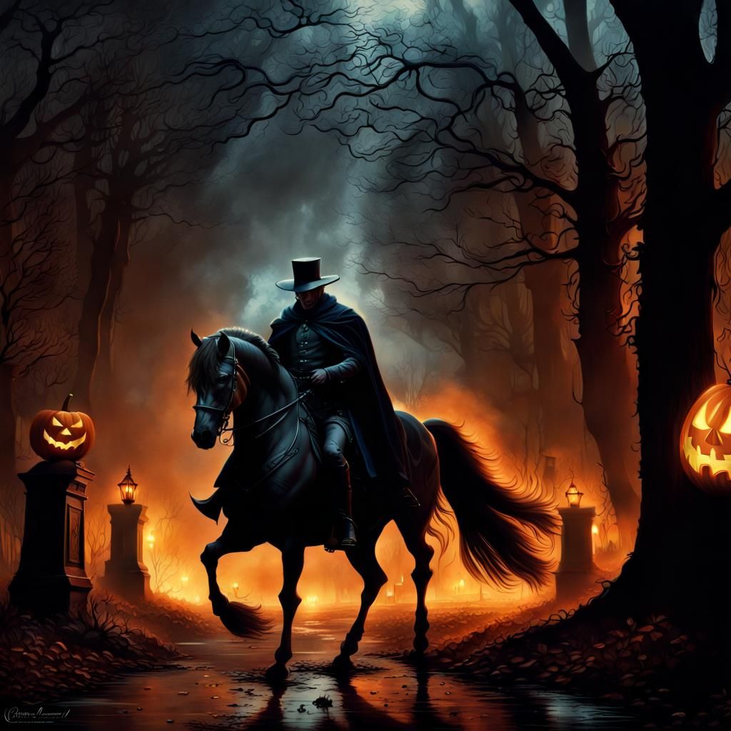 Headless Horseman on Halloween Night: Digital Matte Painting