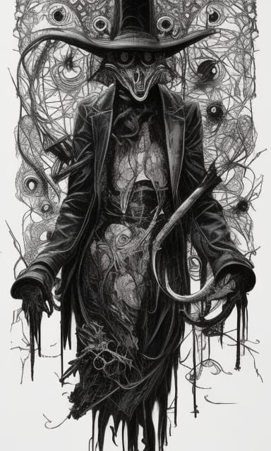 Plague Doctor on Horse in Gothic Horror Style