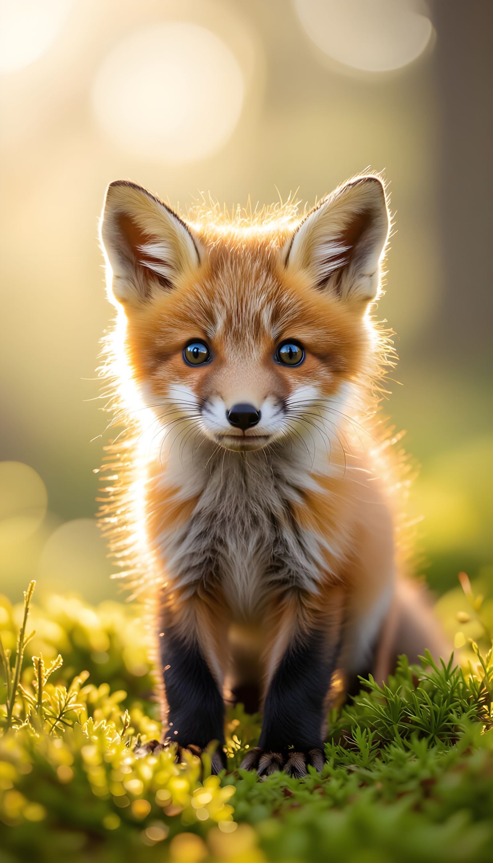Adorable Baby Fox in Magical Forest Wildlife Portrait