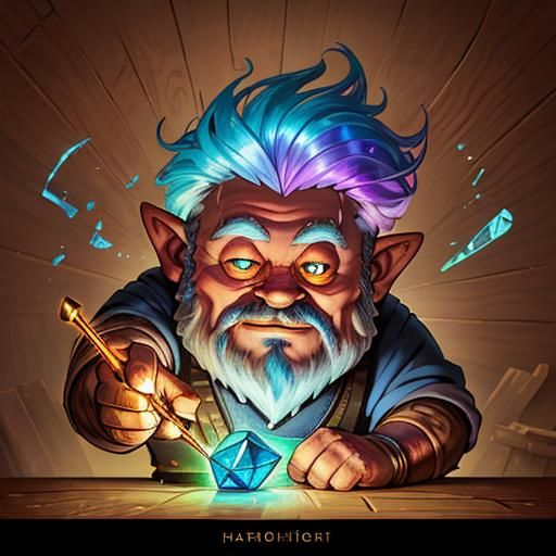 Gnome Craftsman Shapes Gemstone: Hyperrealistic Splash Art