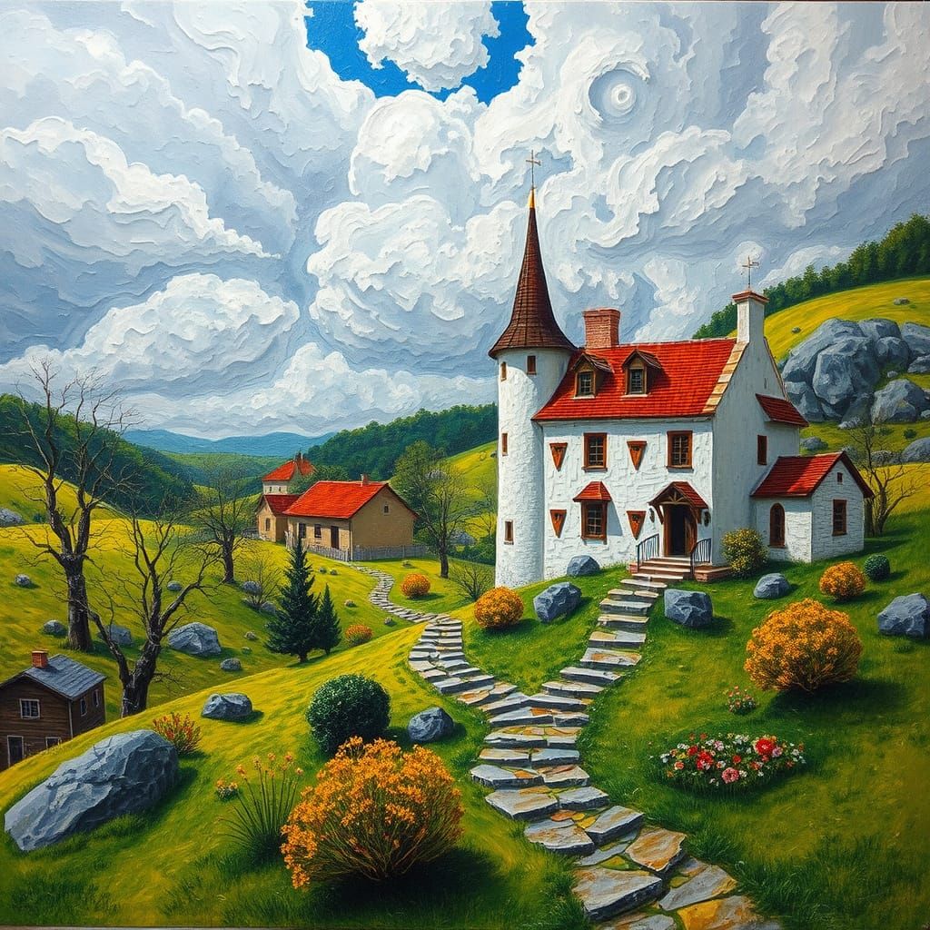 Vibrant Landscape in Oil Painting Style