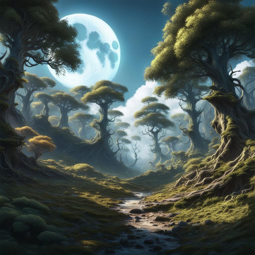 Sunlit Moon Elf Forest: Fantasy Concept Art