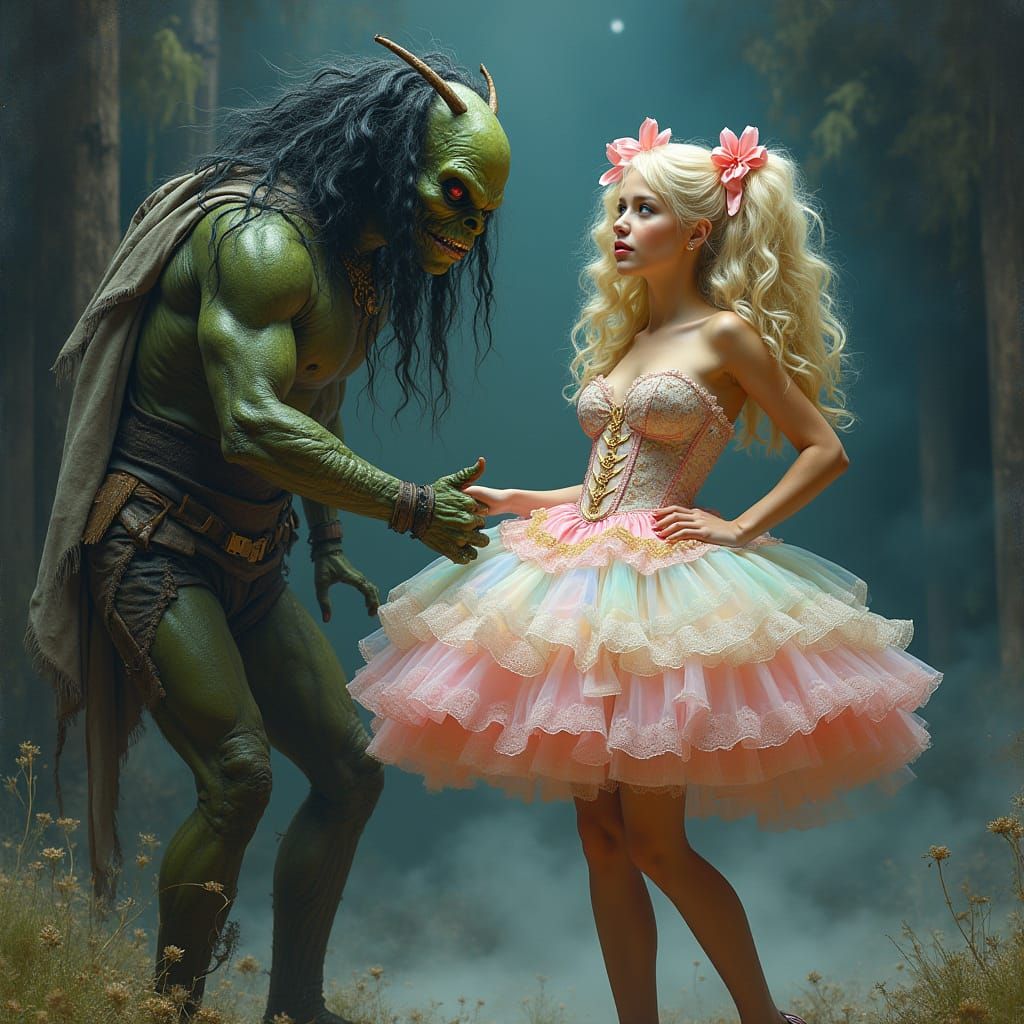 Ballerina Sissy Captured by Alien King in Dark UFO