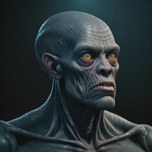 Lovecraftian Deep Ones with Translucent Skin in 3D