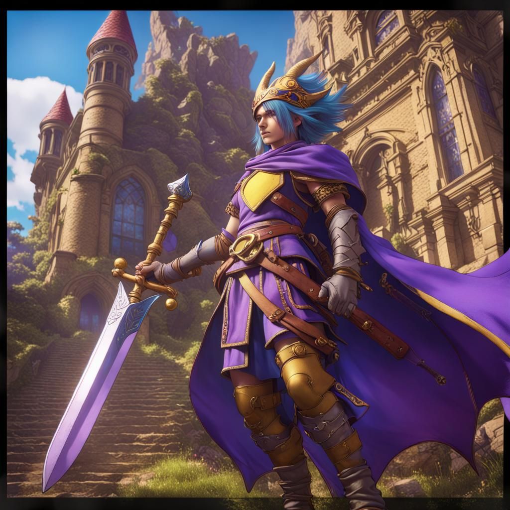 Dragon Quest Hero in Dark Fantasy Style