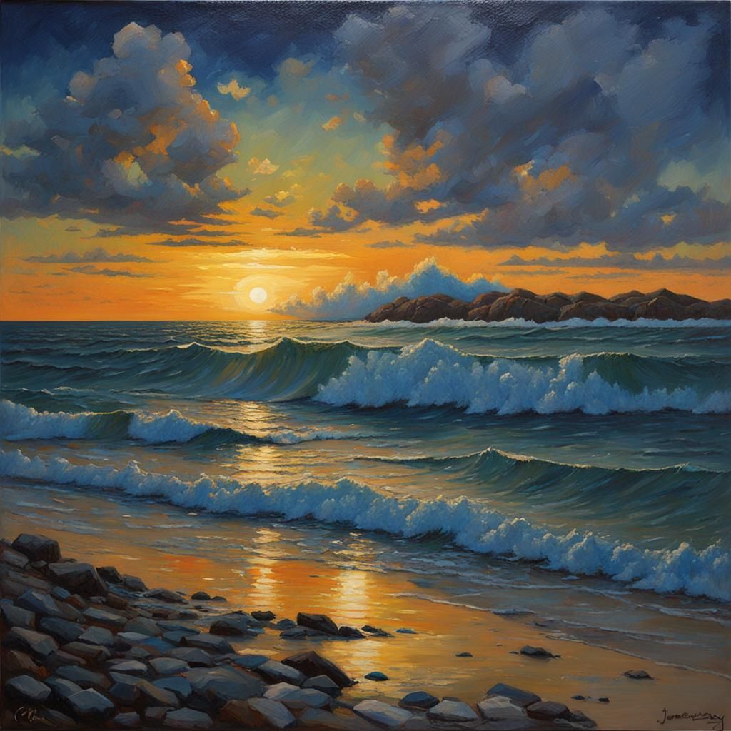Luminous Midnight Sun Oil Painting