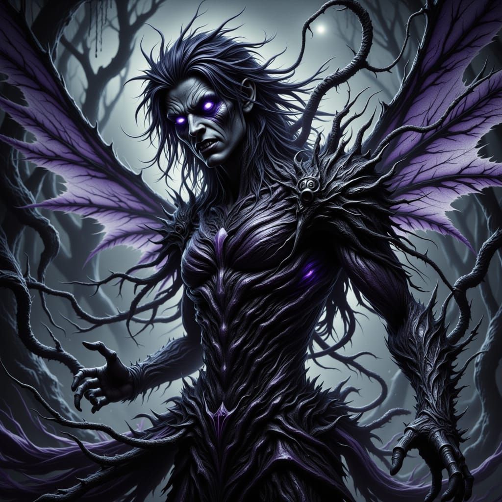 Surreal Landscape of Dark, Water, Metal, and Fairy Elements