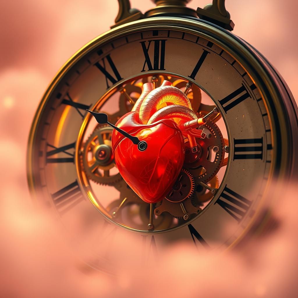Clockwork Heart in Pointillist Dreamscape