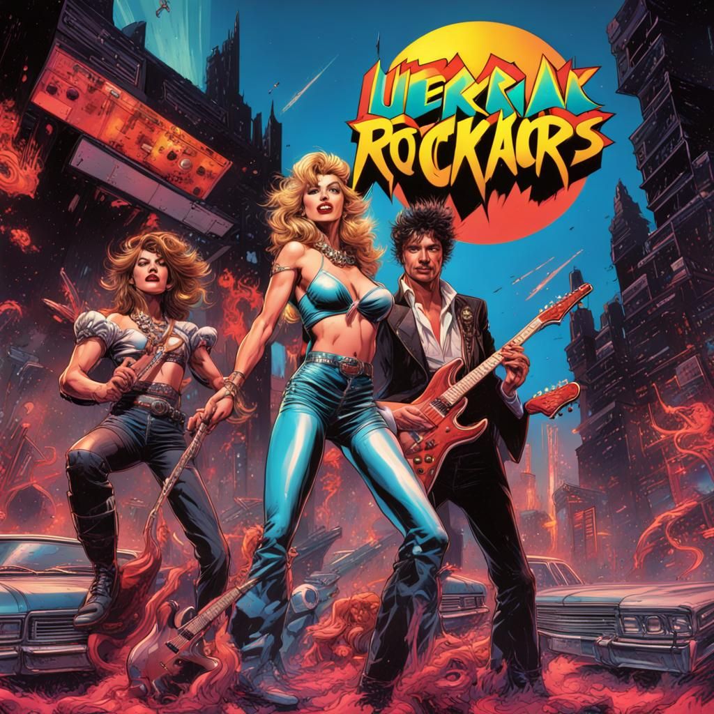 1980s Rockstars Retro Comic Book Album Cover