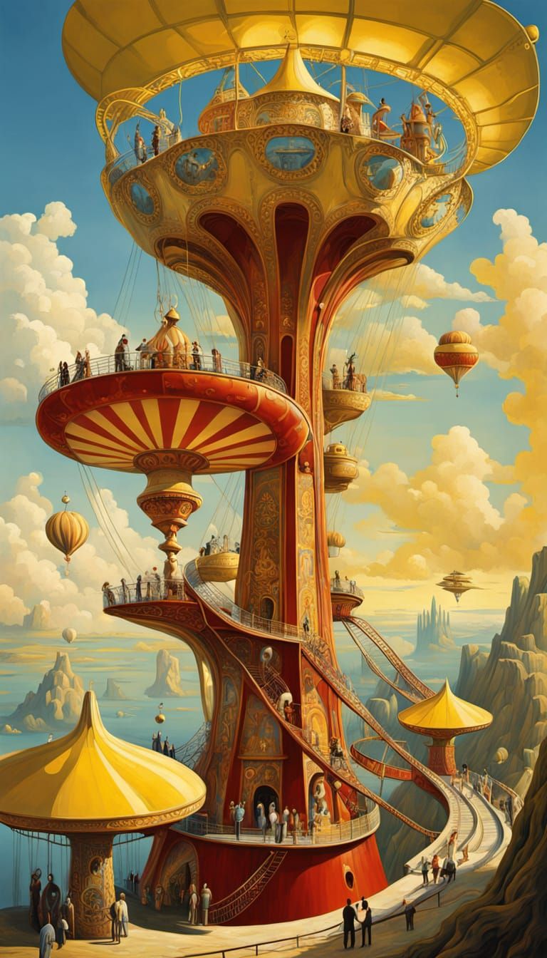 Surreal amusement park tower 2