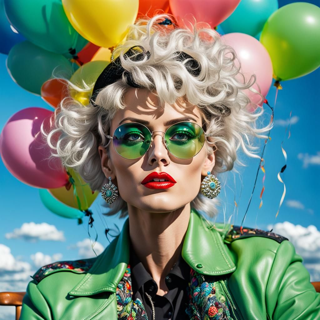 Supermodel with Balloons in Macro Photography