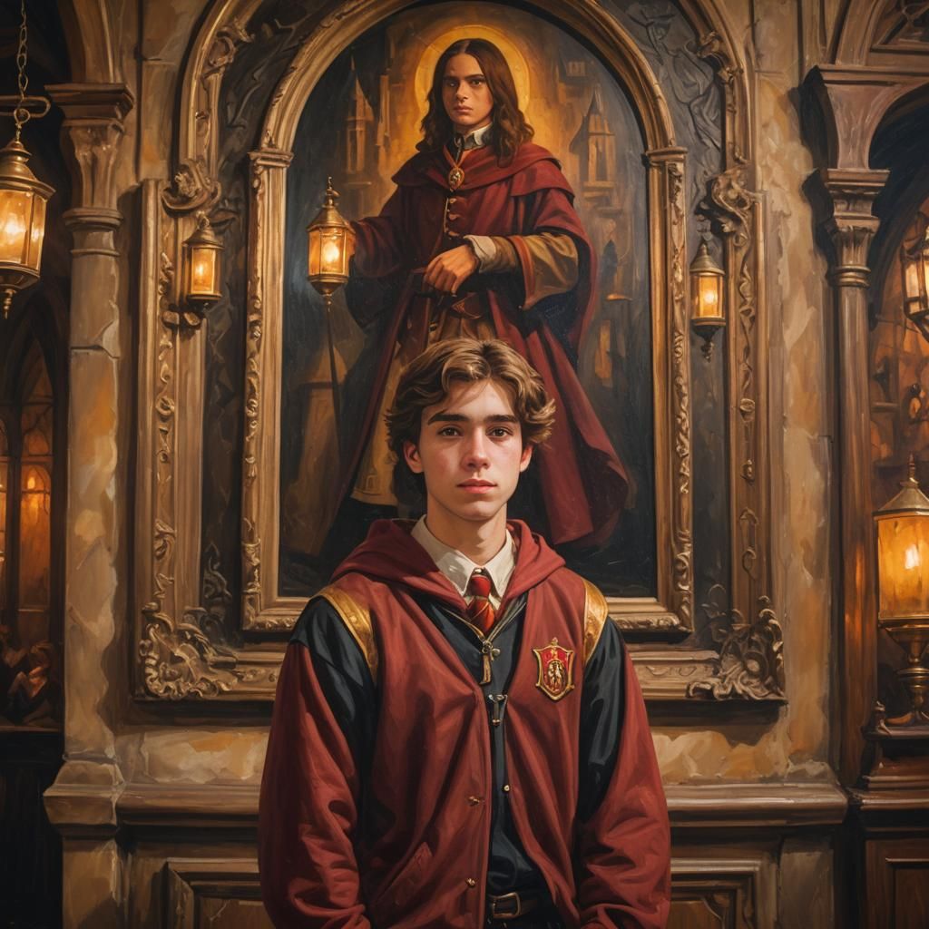 Gryffindor Student Portrait in Medieval Style