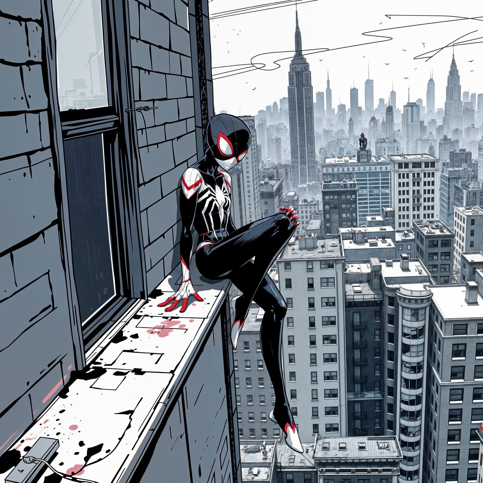 Spider Gwen on Ledge, Underground Comix Style
