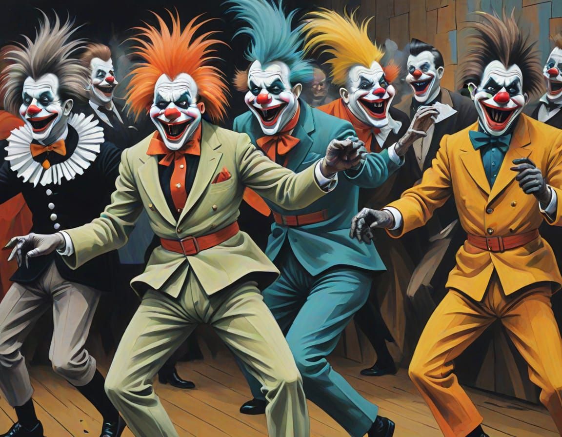 Expressionist Dancers in Bold Costumes, Close Up