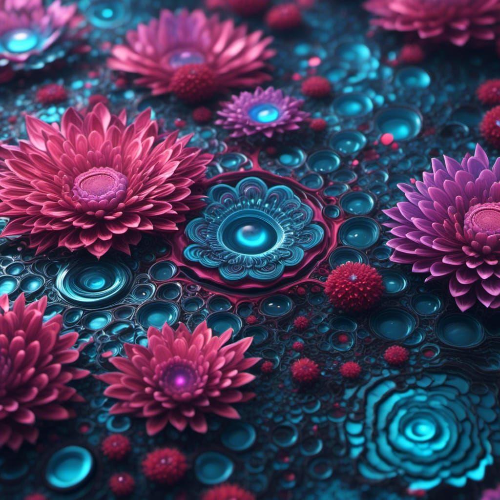 Cymatics Visualization in Aqua, Pink, and Blue