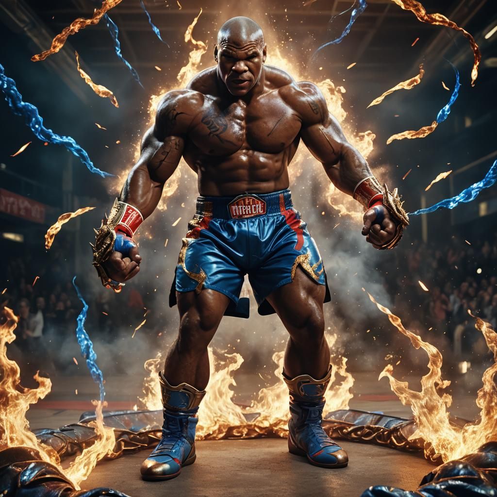 Mike Tyson as a Cyberpunk Boxing God