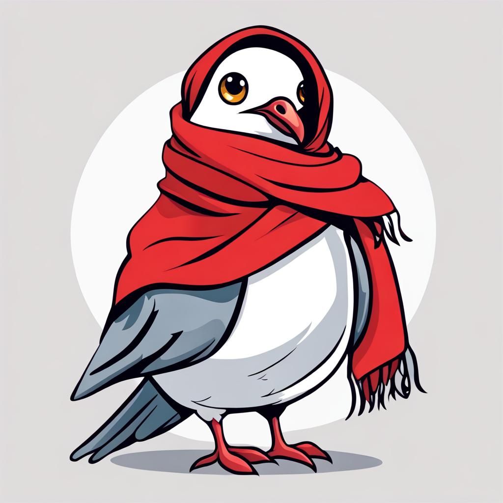 Dove with Red Scarf in Vector Style
