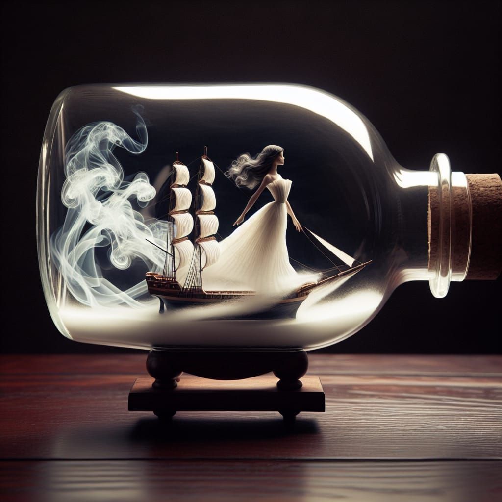 Ship in Bottle with Ice and Smoke Dancer