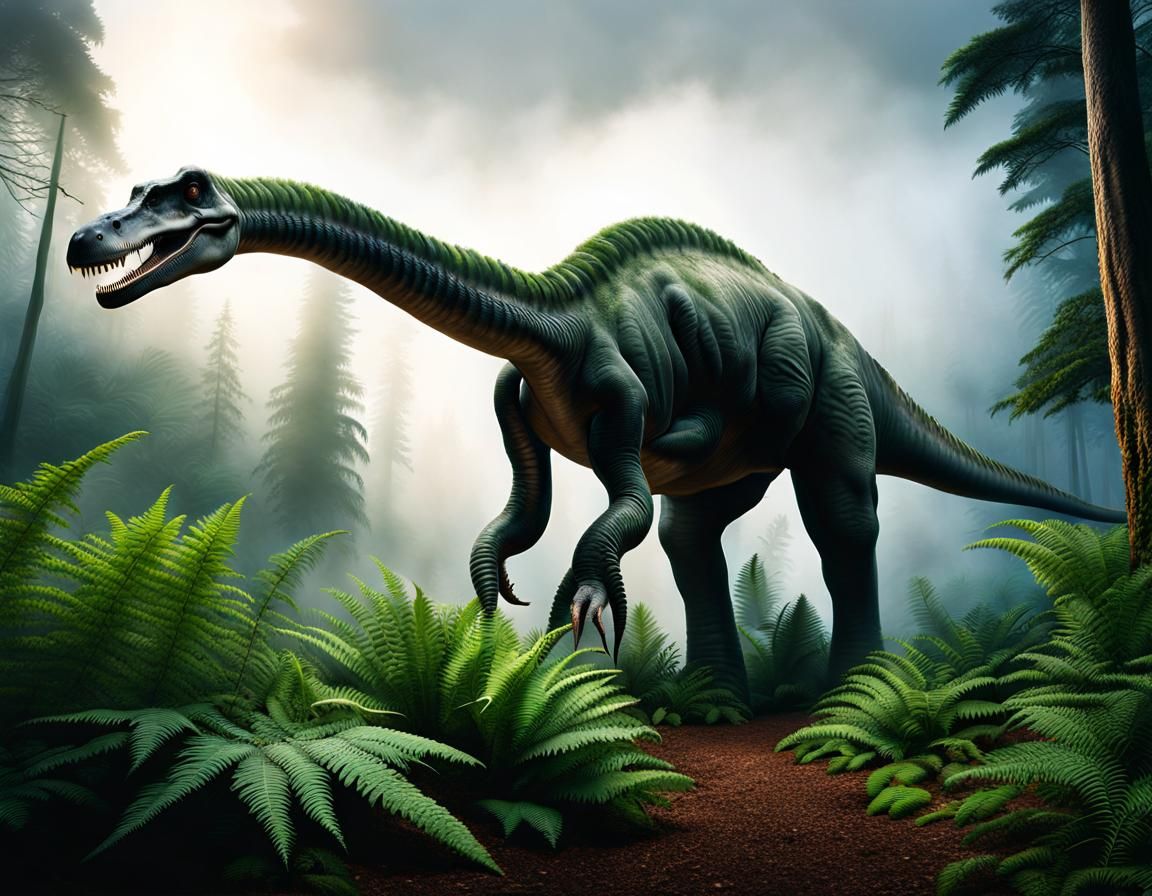 Diplodocus Dinosaur in Jurassic Habitat Digital Painting