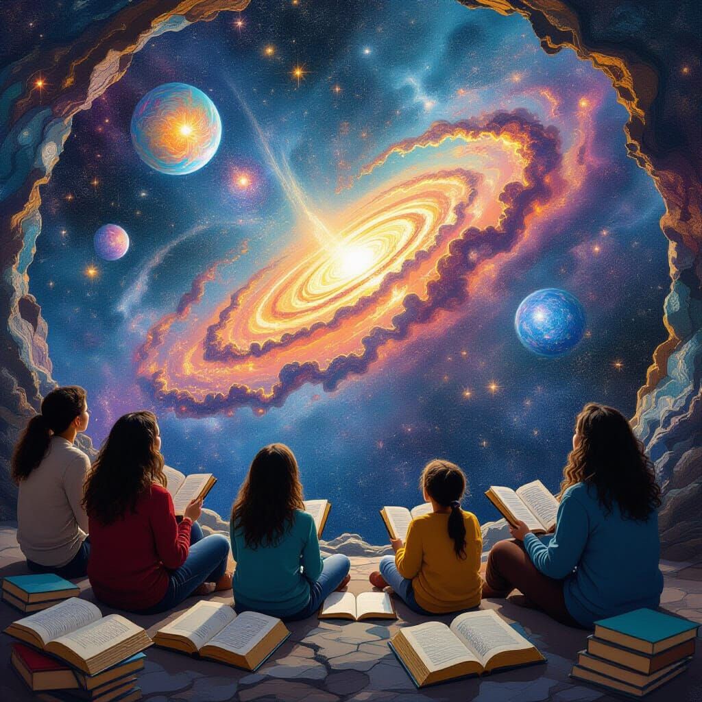 Cosmic Astral Illustration of People Observing Universe and ...
