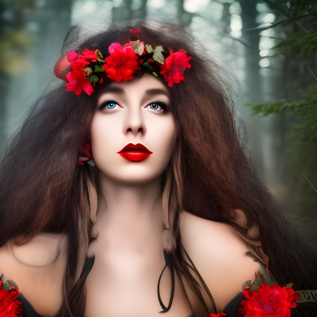 Beautiful Gypsy Woman Portrait at Campfire