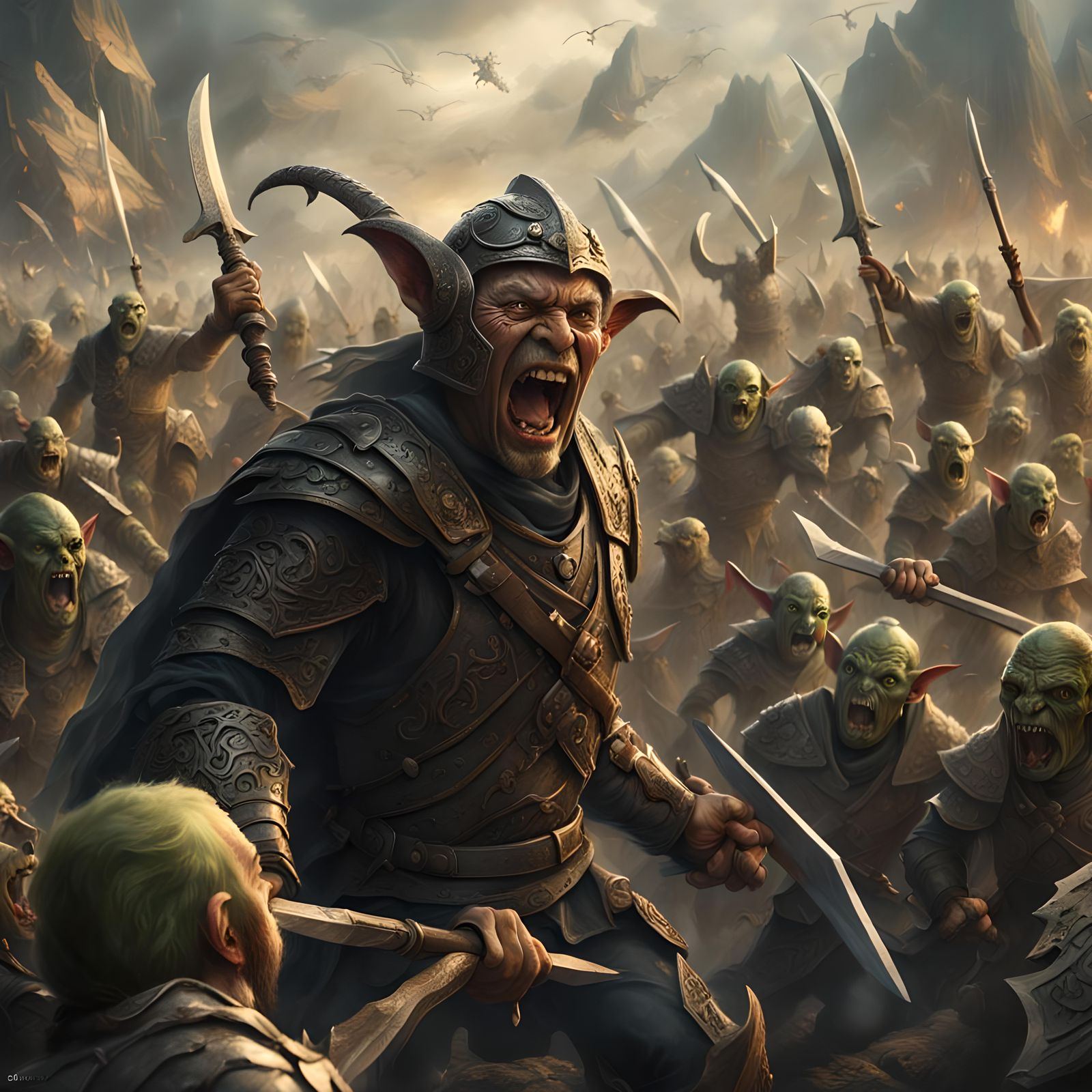 Fantasy Army Leader Inspires Goblin Charge