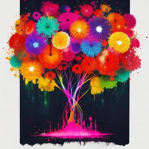 Rainbow Color Explosion: Vibrant Digital Art