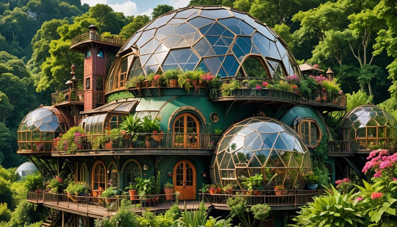 Steampunk Art Deco Geodesic Dome Home in Countryside