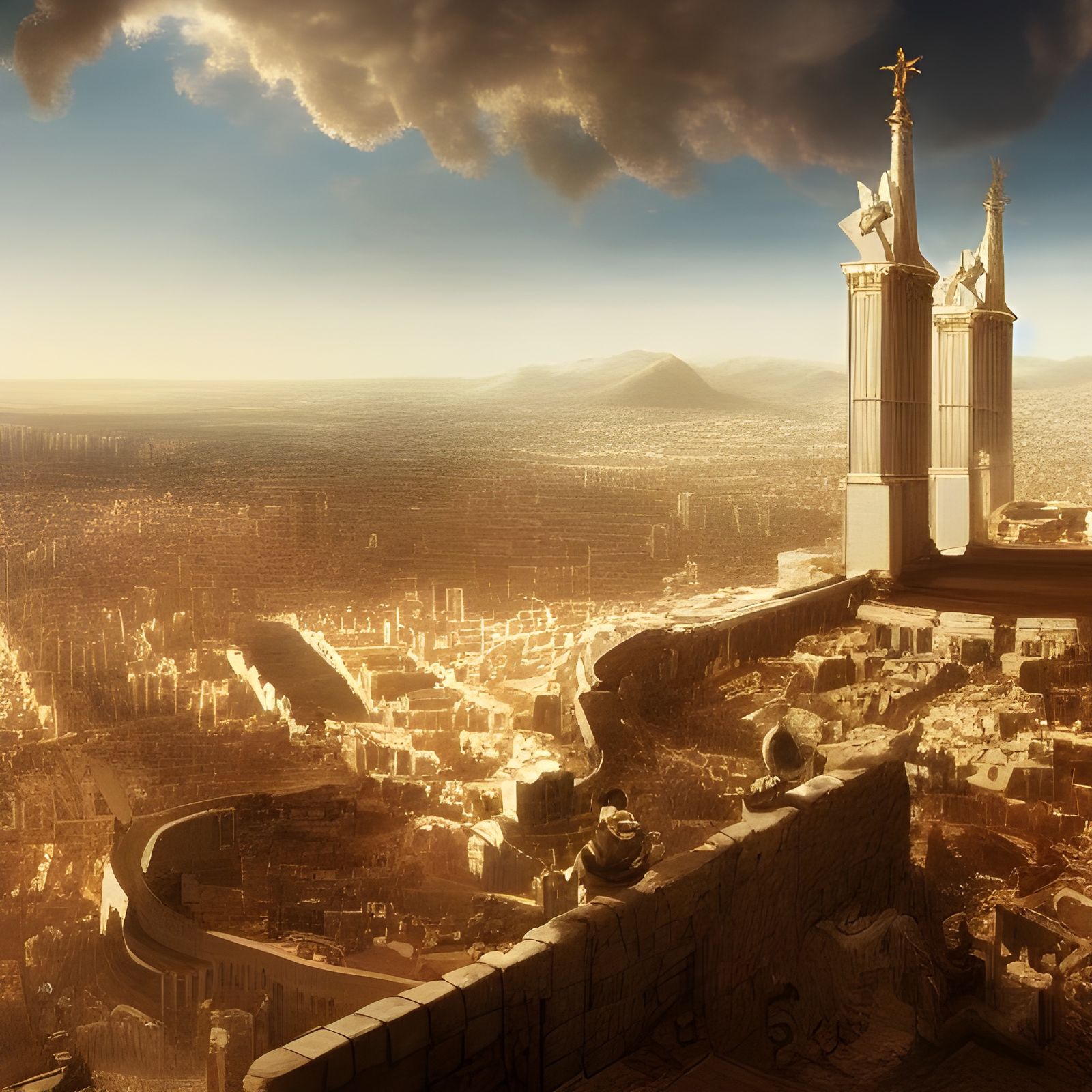 Hyperrealistic New Jerusalem Ascending from Heaven