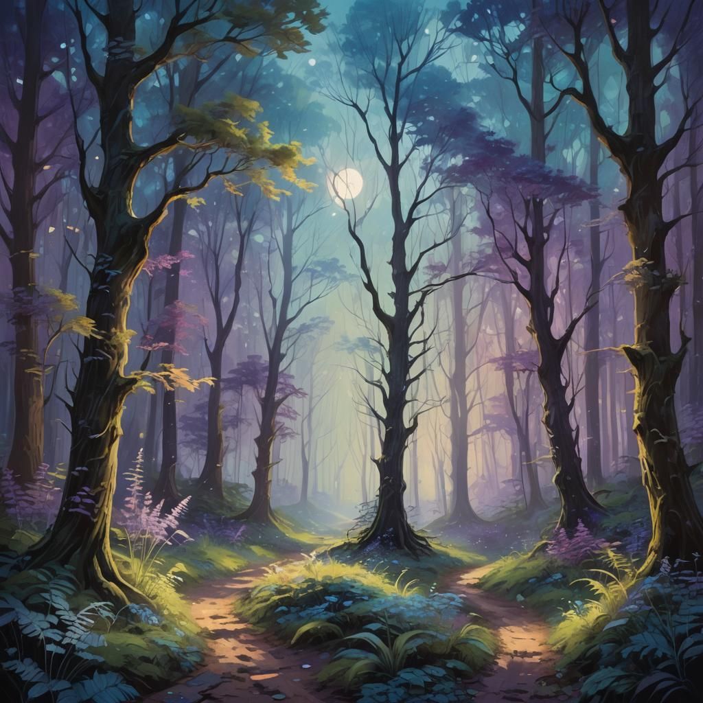 Mystical Glowing Forest Concept Art